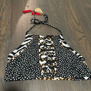 La Blanca animal print reversible halter top bathing suit